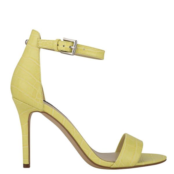Nine West Mana Ankle Strap Yellow Heeled Sandals | South Africa 85A53-7T97